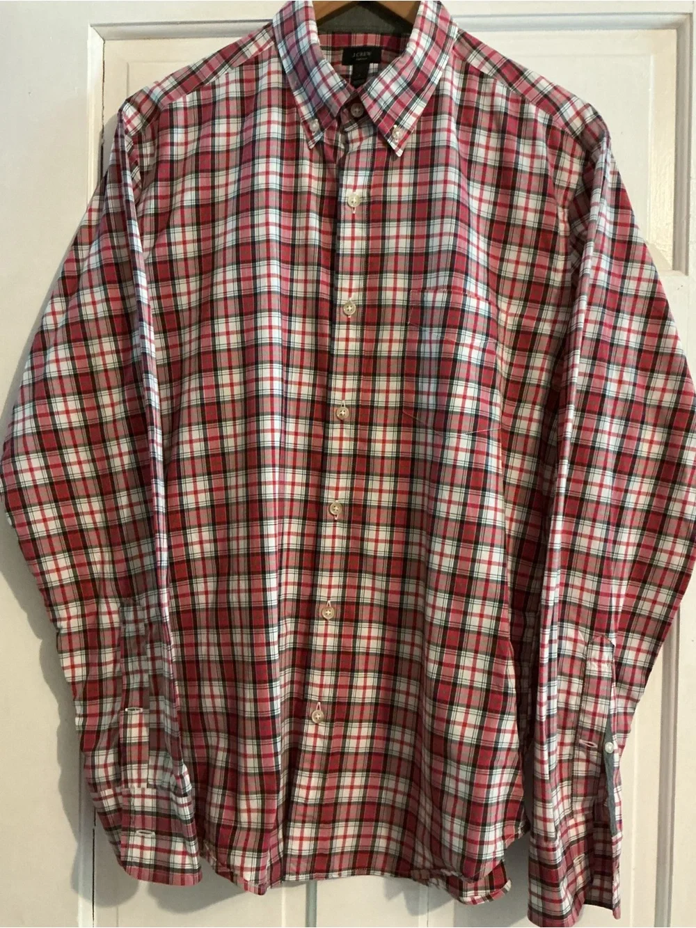 J. Crew Men's Red Tartan Plaid Button-Down Shirt Size M